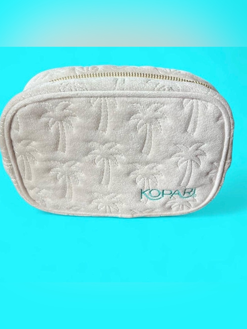 Kopari Palm Tree Velour Cosmetic Bag / Makeup Case — New & Unused
